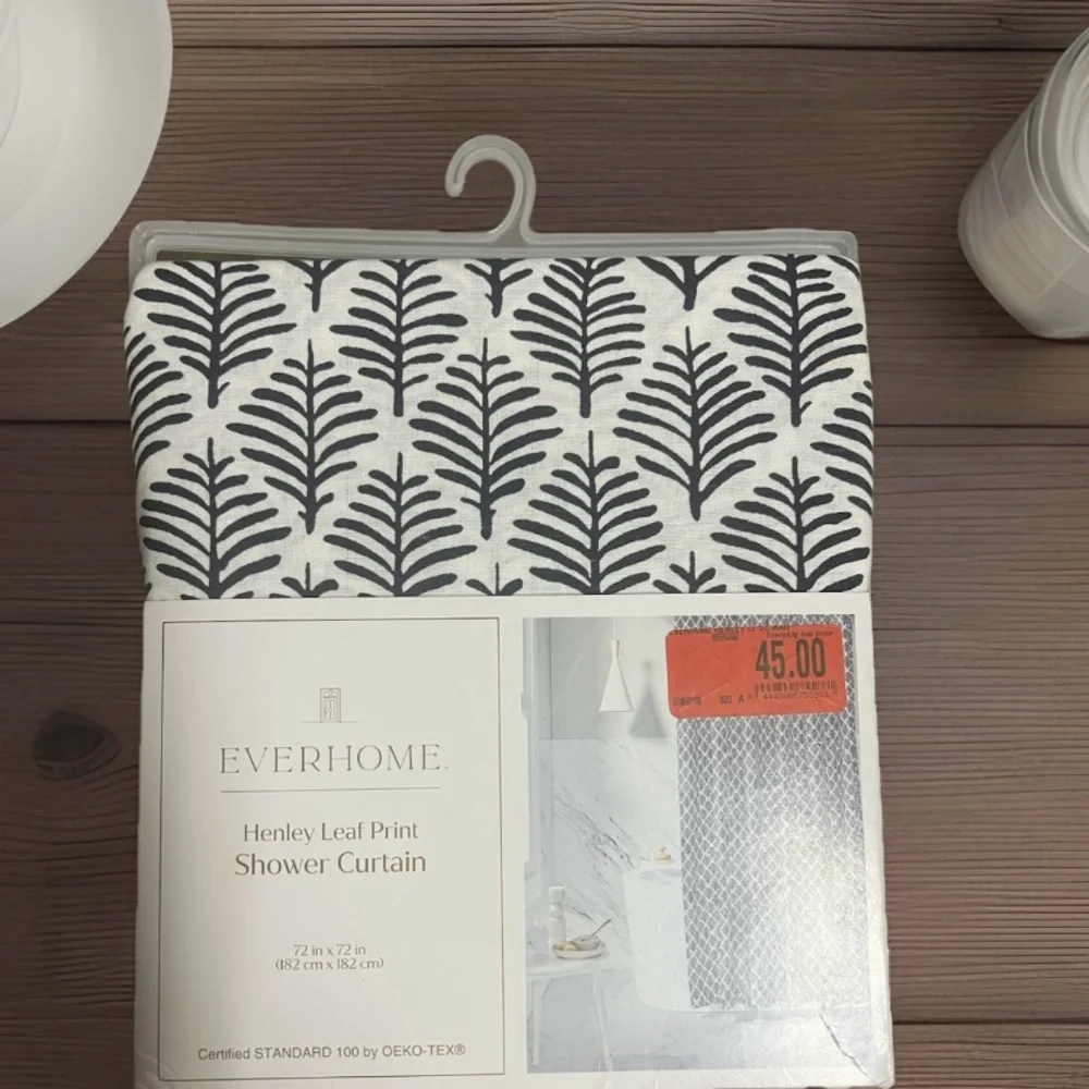 Everhome 72-Inch X 72-Inch Henley Leaf Long Shower Curtain in Maritime Blue